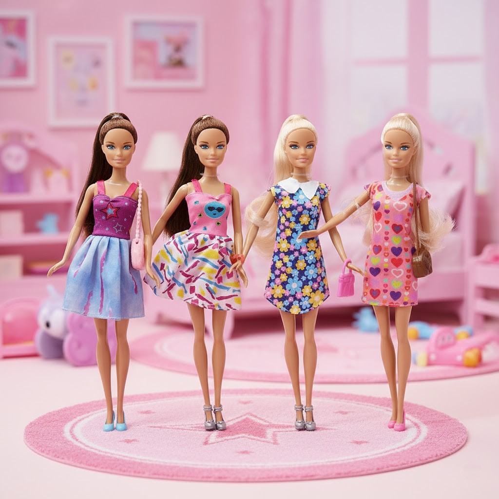 طقم 4 دمى بنات أنيقات | 4 Pcs Fashion Dolls Set